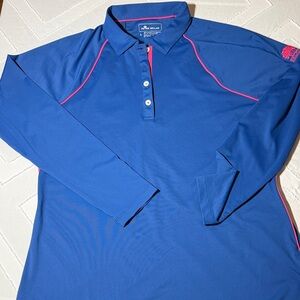 Peter Millar Navy Polo with Pink Trim